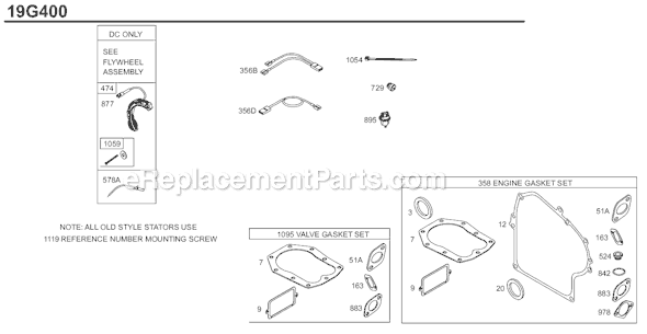 Briggs and Stratton 19G400 Series Engine Page F Diagram