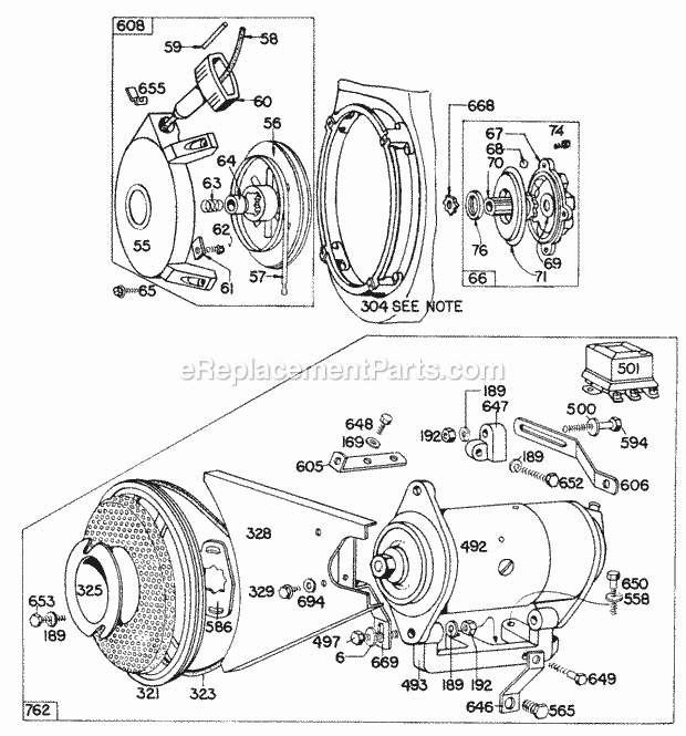 Briggs & Stratton 200451-0129-99 Engine Electric StarterRewind Diagram