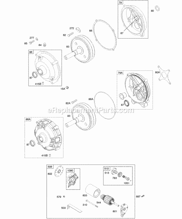 Briggs and Stratton 202412-0142-E1 Engine Electric Starter Gear Reduction Diagram