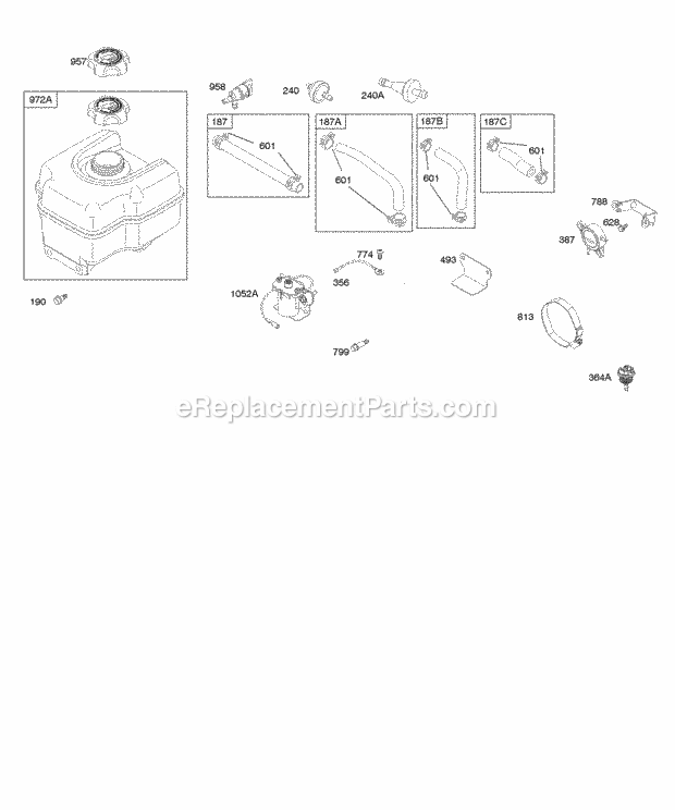 Briggs and Stratton 203432-0117-E1 Engine Fuel Supply Diagram