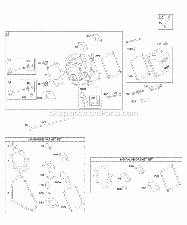 Briggs and Stratton 203432-0130-E9 Engine Cylinder Head Gasket Set - Valve Valves Diagram