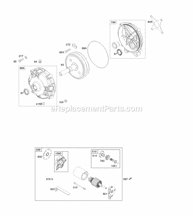 Briggs and Stratton 204315-0164-B1 Engine Electric Starter Gear Reduction Diagram