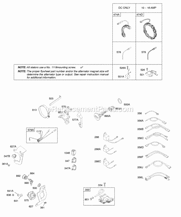 Briggs and Stratton 204412-0118-E1 Engine Alternator Ignition Diagram