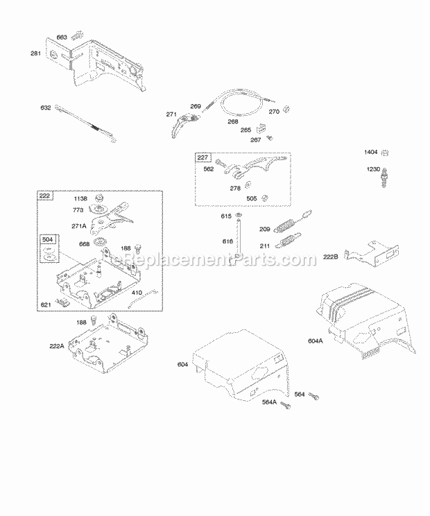 Briggs and Stratton 204412-0142-E1 Engine Controls Governor Spring Diagram