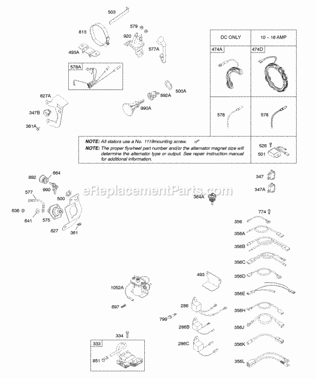 Briggs and Stratton 205432-0141-E1 Engine Alternator Ignition Diagram