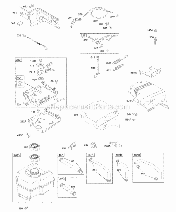 Briggs and Stratton 205432-0141-E1 Engine Controls Fuel Supply Governor Spring Diagram