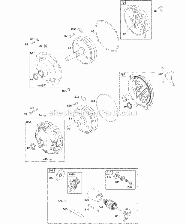 Briggs and Stratton 205432-0141-E1 Engine Electric Starter Gear Reducer Diagram