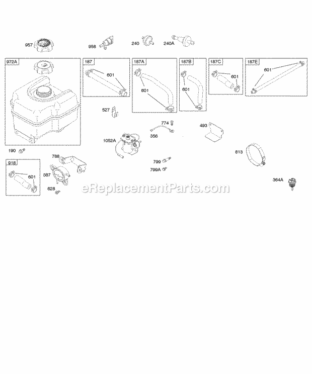 Briggs and Stratton 206432-0035-E9 Engine Fuel Supply Diagram