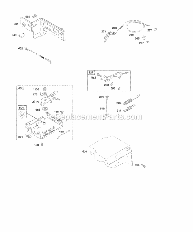 Briggs and Stratton 206432-0036-E1 Engine Controls Governor Spring Diagram