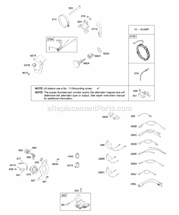 Briggs and Stratton 206432-0100-E1 Engine Alternator Ignition Diagram