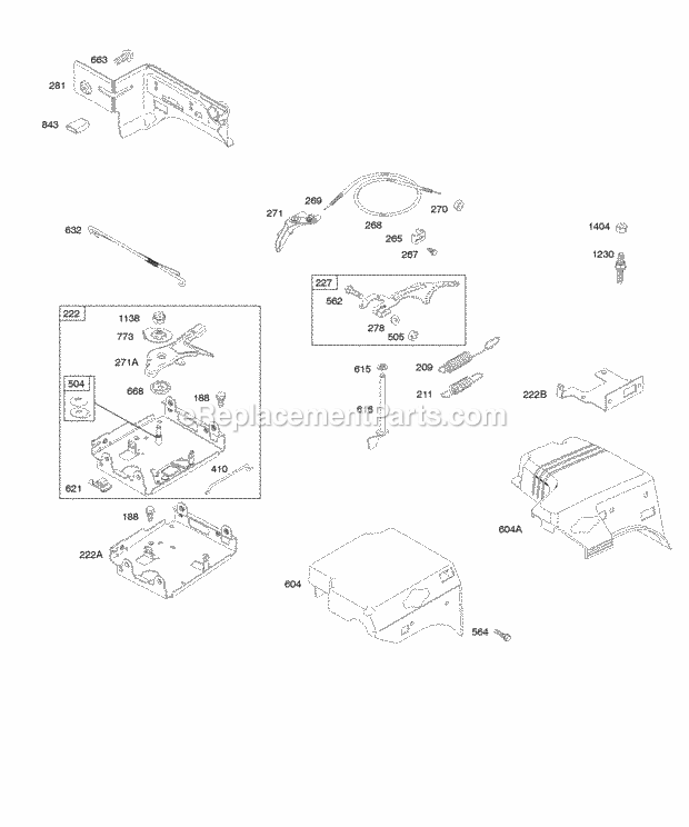 Briggs and Stratton 207432-0121-E1 Engine Controls Governor Spring Diagram