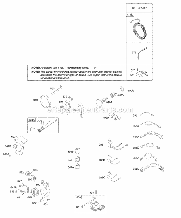 Briggs and Stratton 207432-0122-E9 Engine Alternator Ignition Diagram