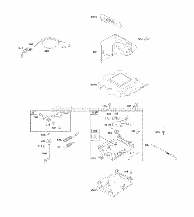 Briggs and Stratton 20M114-1364-E1 Engine Controls Governor Spring Diagram