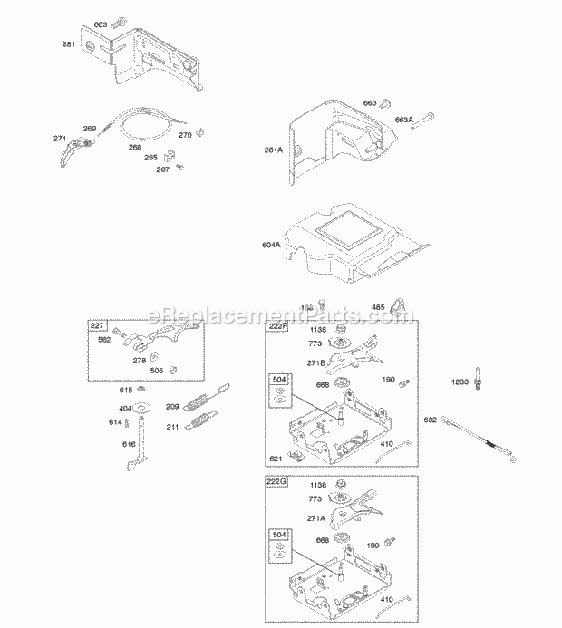 Briggs and Stratton 20P214-0698-E1 Engine Controls Governor Spring Diagram