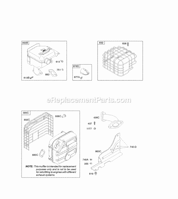 Briggs and Stratton 20P214-0698-E1 Engine Exhaust System Diagram