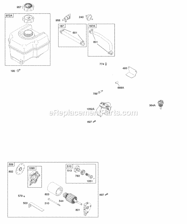 Briggs and Stratton 210417-0193-E9 Engine Electric Starter Fuel Supply Diagram