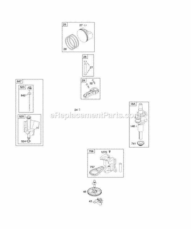 Briggs and Stratton 214907-0272-E1 Engine Cams Crankshaft Oil Piston Diagram