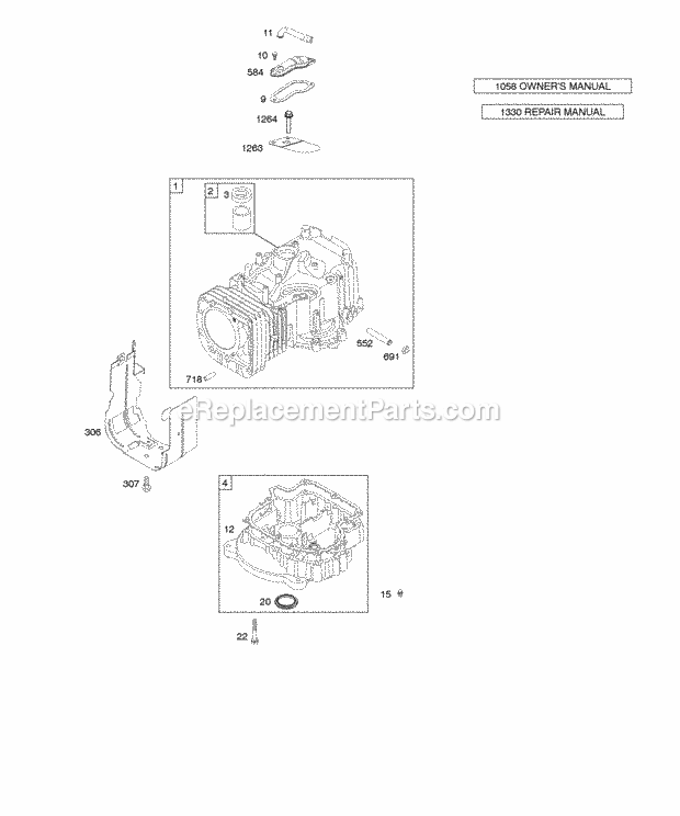 Briggs and Stratton 214907-0272-E1 Engine Crankcase CoverSump Cylinder Diagram