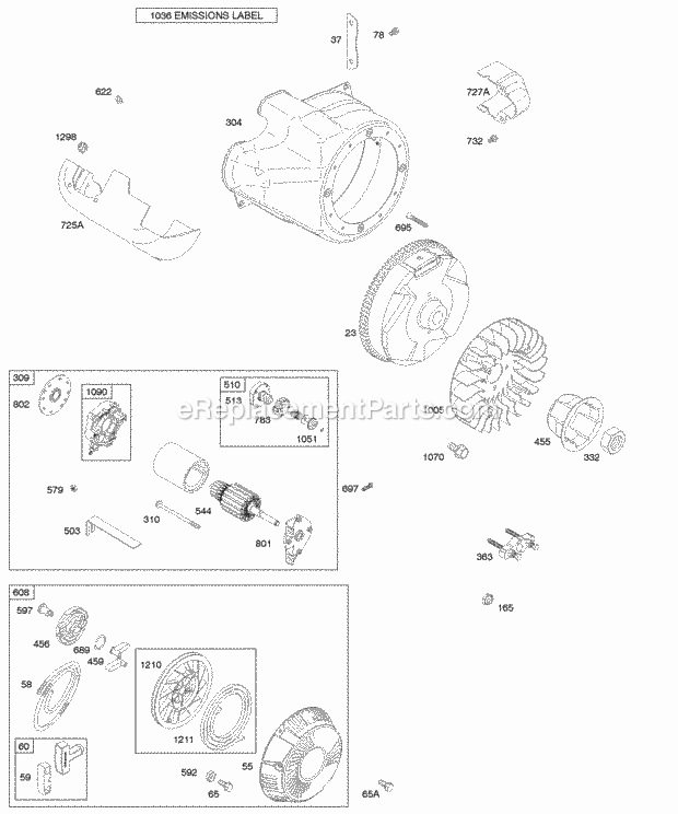 Briggs and Stratton 216112-0110-E1 Engine Blower HousingShrouds Electric Starter Flywheel Rewind Starter Diagram