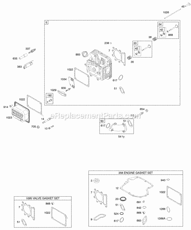 Briggs and Stratton 216902-0015-E1 Engine Cylinder Head Gasket Set - Engine Gasket Set - Valve Valves Diagram