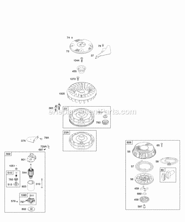 Briggs and Stratton 216902-0016-E1 Engine Electric Starter Flywheel Rewind Starter Diagram