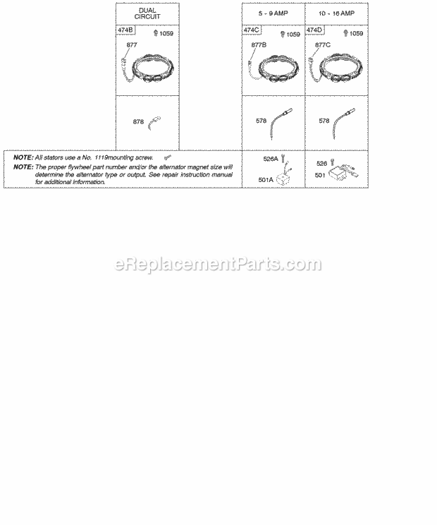 Briggs and Stratton 216902-0123-E1 Engine Alternator Diagram