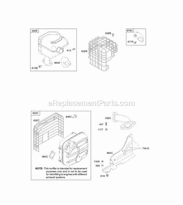 Briggs and Stratton 217302-0123-H7 Engine Exhaust System Diagram