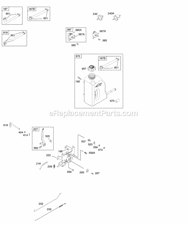 Briggs and Stratton 217702-0111-B1 Engine Controls Fuel Supply Diagram