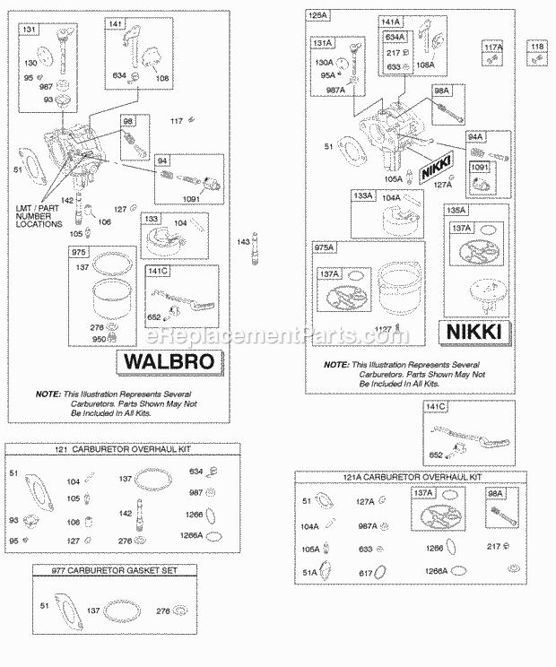 Briggs and Stratton 219702-0115-B1 Engine Carburetor Kit - Carburetor Overhaul Diagram