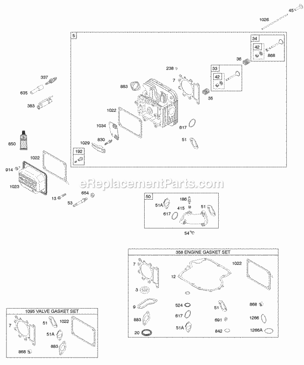 Briggs and Stratton 219702-0115-B1 Engine Cylinder Head Gasket Set - Engine Gasket Set - Valve Intake Manifold Diagram