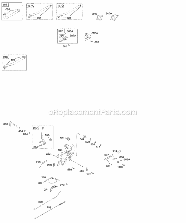 Briggs and Stratton 219707-0189-B1 Engine Fuel Supply Governor Spring Diagram