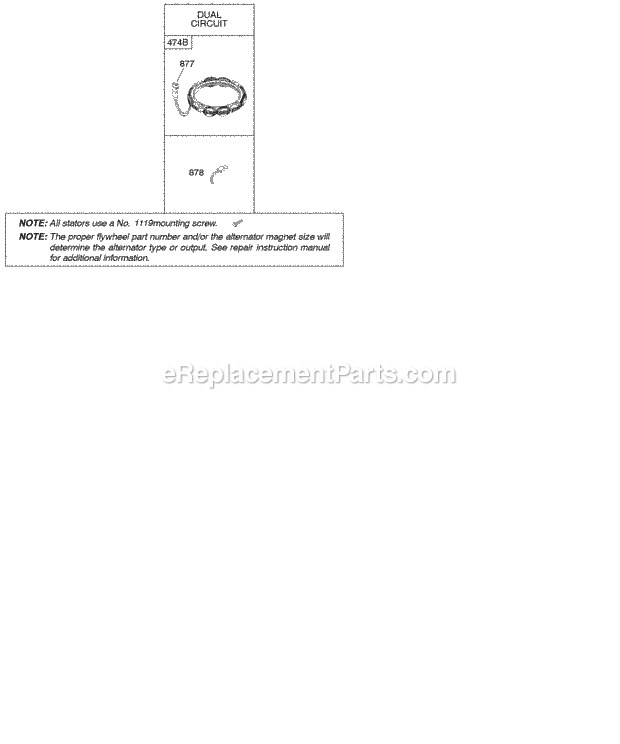 Briggs and Stratton 21A707-0260-E1 Engine Alternator Diagram