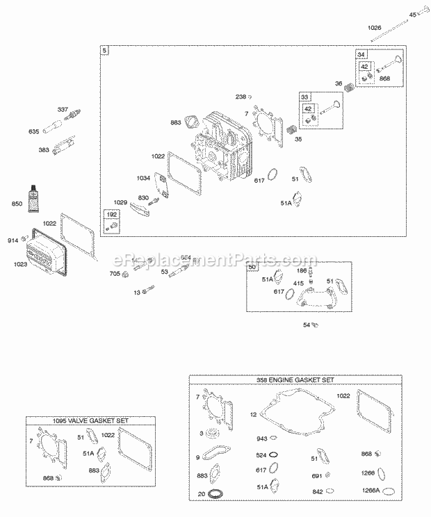 Briggs & Stratton 21A807-0167-B1 Engine Cylinder Head Gasket Set - Engine Gasket Set - Valve Intake Manifold Valves Diagram