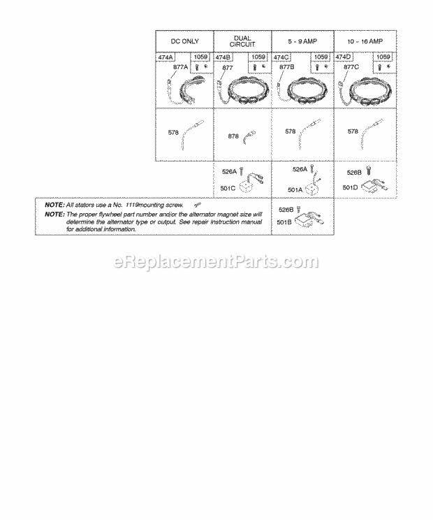 Briggs and Stratton 21A902-0170-E1 Engine Alternator Diagram