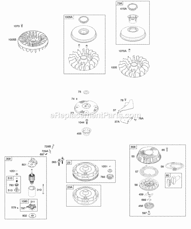 Briggs and Stratton 21A902-0170-E1 Engine Controls Electric Starter Flywheel Rewind Starter Diagram