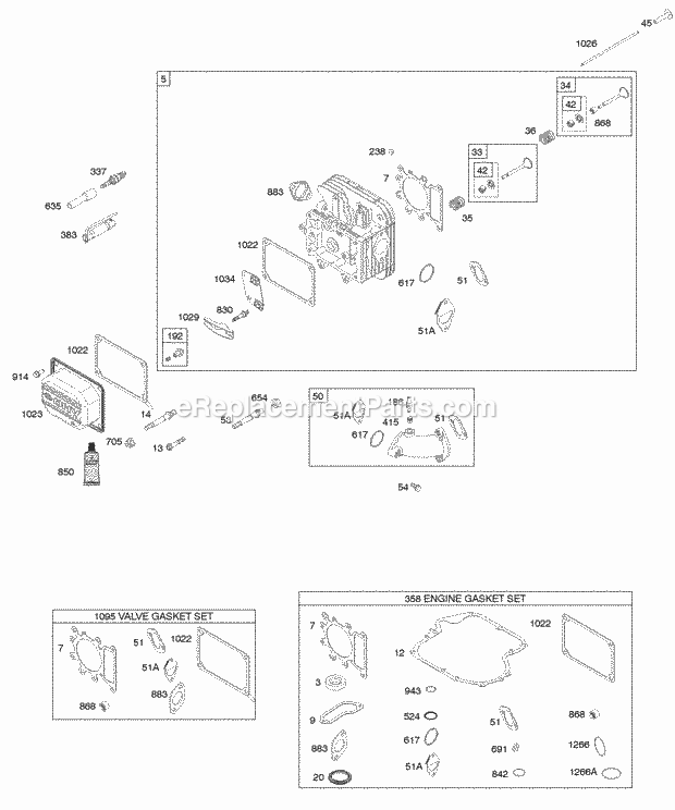 Briggs and Stratton 21A902-0170-E1 Engine Cylinder Head Gasket Set - Engine Gasket Set - Valve Intake Manifold Diagram