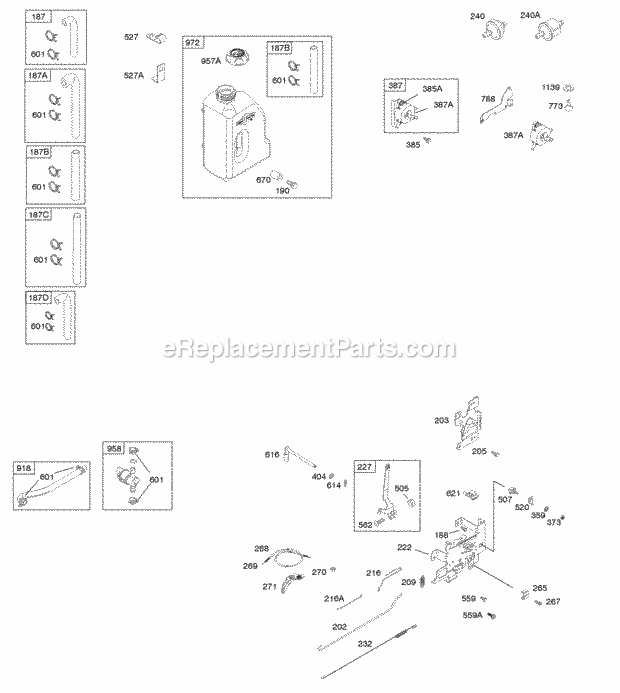 Briggs and Stratton 21B902-0015-G1 Engine Controls Fuel Supply Governor Spring Diagram