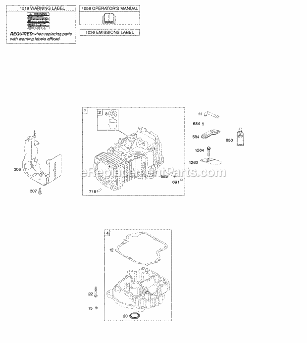 Briggs and Stratton 21D807-1546-G1 Engine Cylinder Engine Sump Diagram