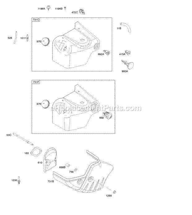 Briggs and Stratton 21M307-0131-F1 Engine Blower HousingShrouds Diagram