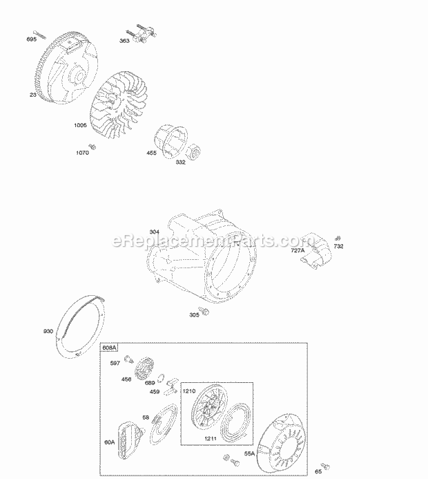 Briggs and Stratton 21M307-0131-F1 Engine Blower HousingShrouds Flywheel Rewind Starter Diagram