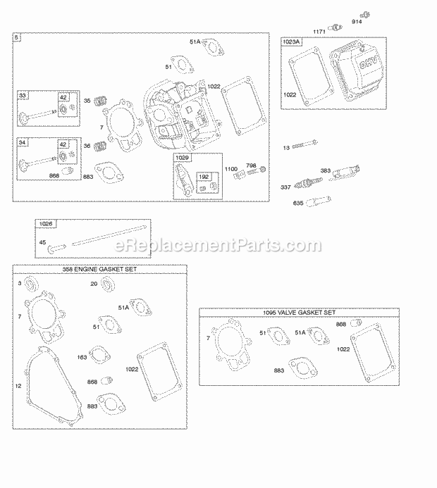 Briggs and Stratton 21M307-0131-F1 Engine Cylinder Head Gasket Set - Engine Gasket Set - Valve Valves Diagram