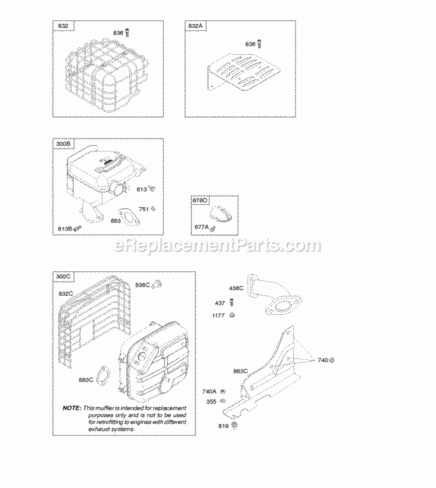 Briggs and Stratton 21M307-0137-H1 Engine Exhaust System Diagram