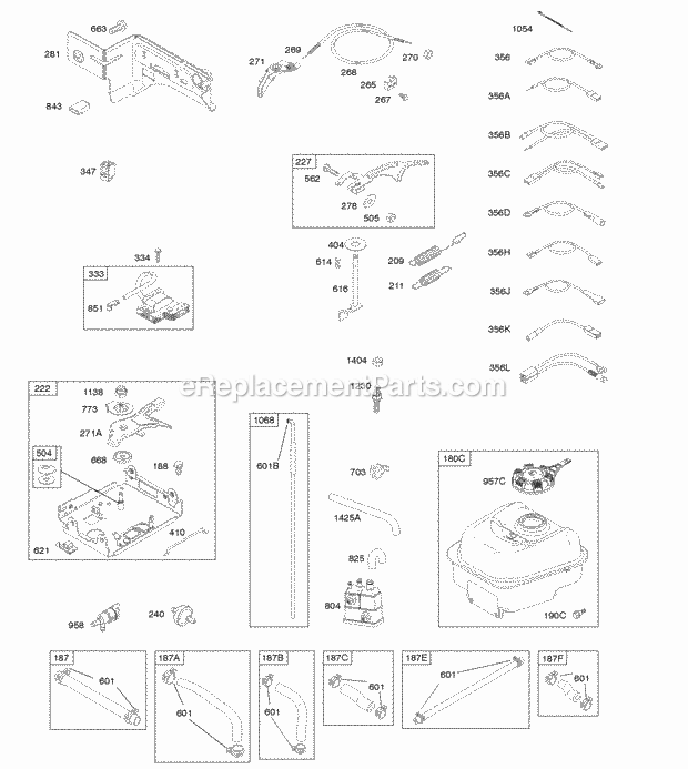 Briggs and Stratton 21T112-0113-F1 Engine Controls Fuel Supply Governor Spring Ignition Diagram