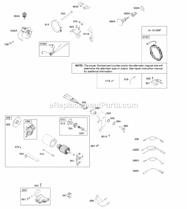 Briggs and Stratton 21T202-0121-G1 Engine Electrical Starter Ignition Diagram