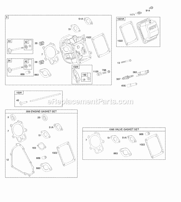 Briggs and Stratton 21Z114-0110-E1 Engine Cylinder Head Gasket Set - Engine Gasket Set - Valve Valves Diagram