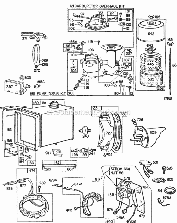 Briggs and Stratton 220432-0131-99 Engine CarbFueltankACElectrical Diagram