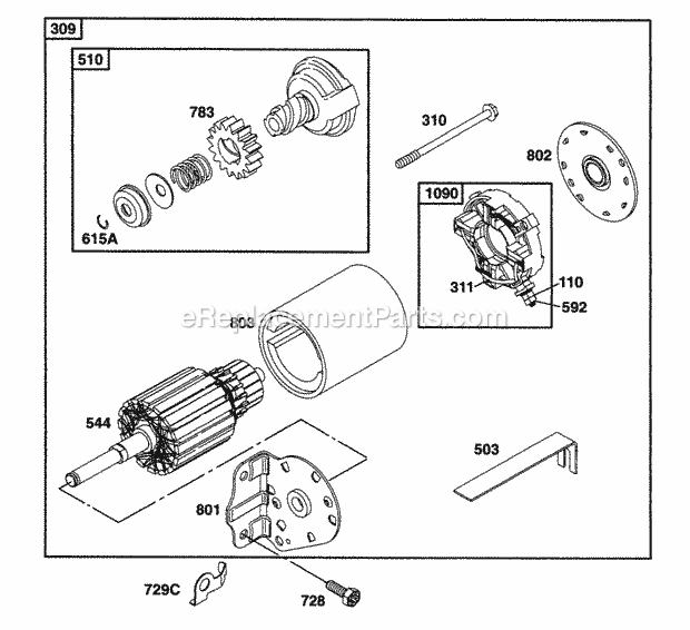 Briggs and Stratton 221432-0145-01 Engine Electric Starter Diagram