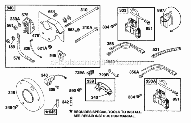 Briggs & Stratton 221432-0342-01 Engine Key Panel Elect Diagram