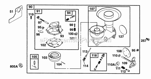 Briggs and Stratton 221432-4037-03 Engine Carburetor Assy Diagram