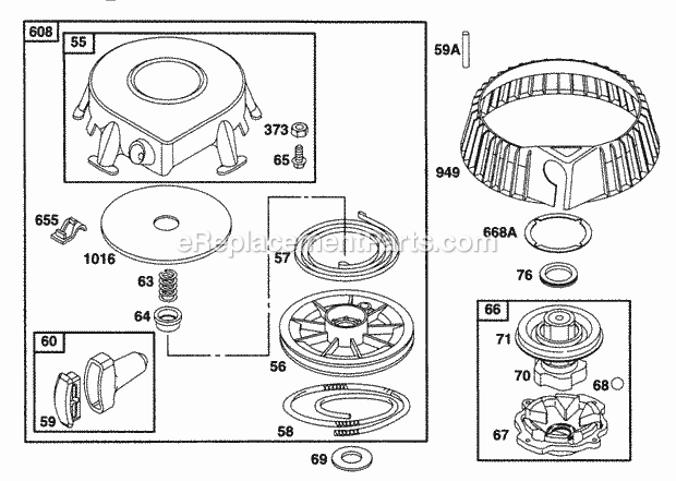 Briggs & Stratton 221437-0184-01 Engine Rewind Assy Diagram